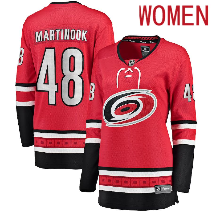 Women Carolina Hurricanes 48 Jordan Martinook Fanatics Branded Red Home Breakaway Player NHL Jersey